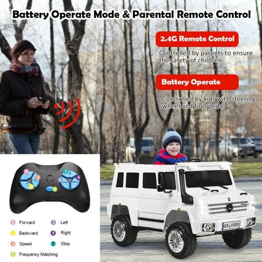 12V Off Road Mercedes-Benz Unimog Ride On Car-White