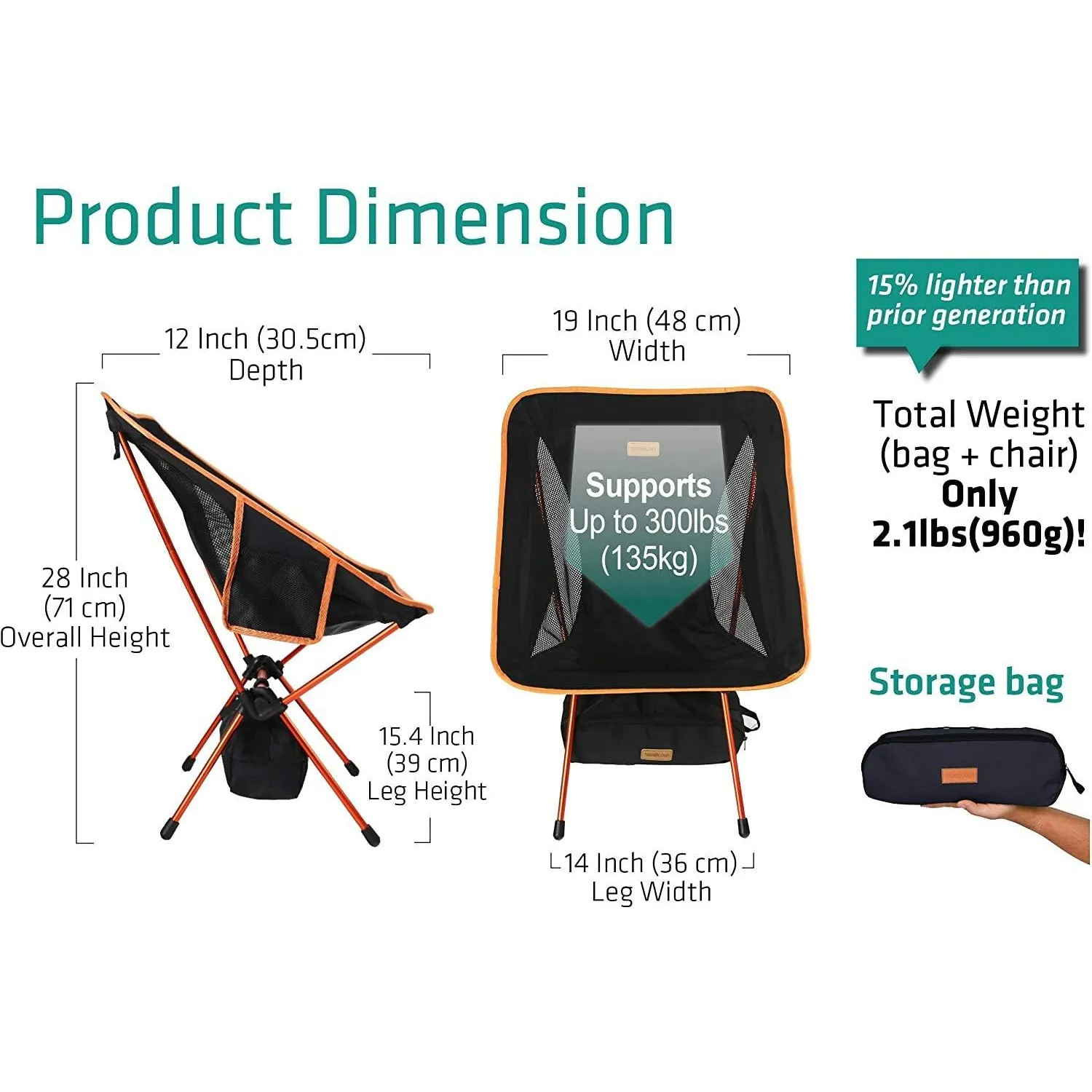 2pc Camping Chair, Outdoor Chair, Beach Chair Folding Chair Stool TREKOLOGY YIZI GO Portable Camping Chair Lightweight Camping Chairs for Adult Camp Chair Hiking Chair Picnic Chair Compact Collapsible