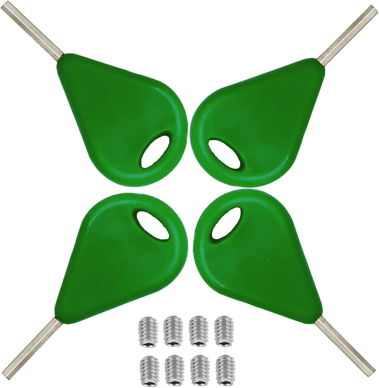 4pcs Surf Fin Key & Screws for Longboard Surfing Kayak Paddleboard Surfboard Sup Surf Paddle Board Fin Replacement Install Remove Tool Accessories Green