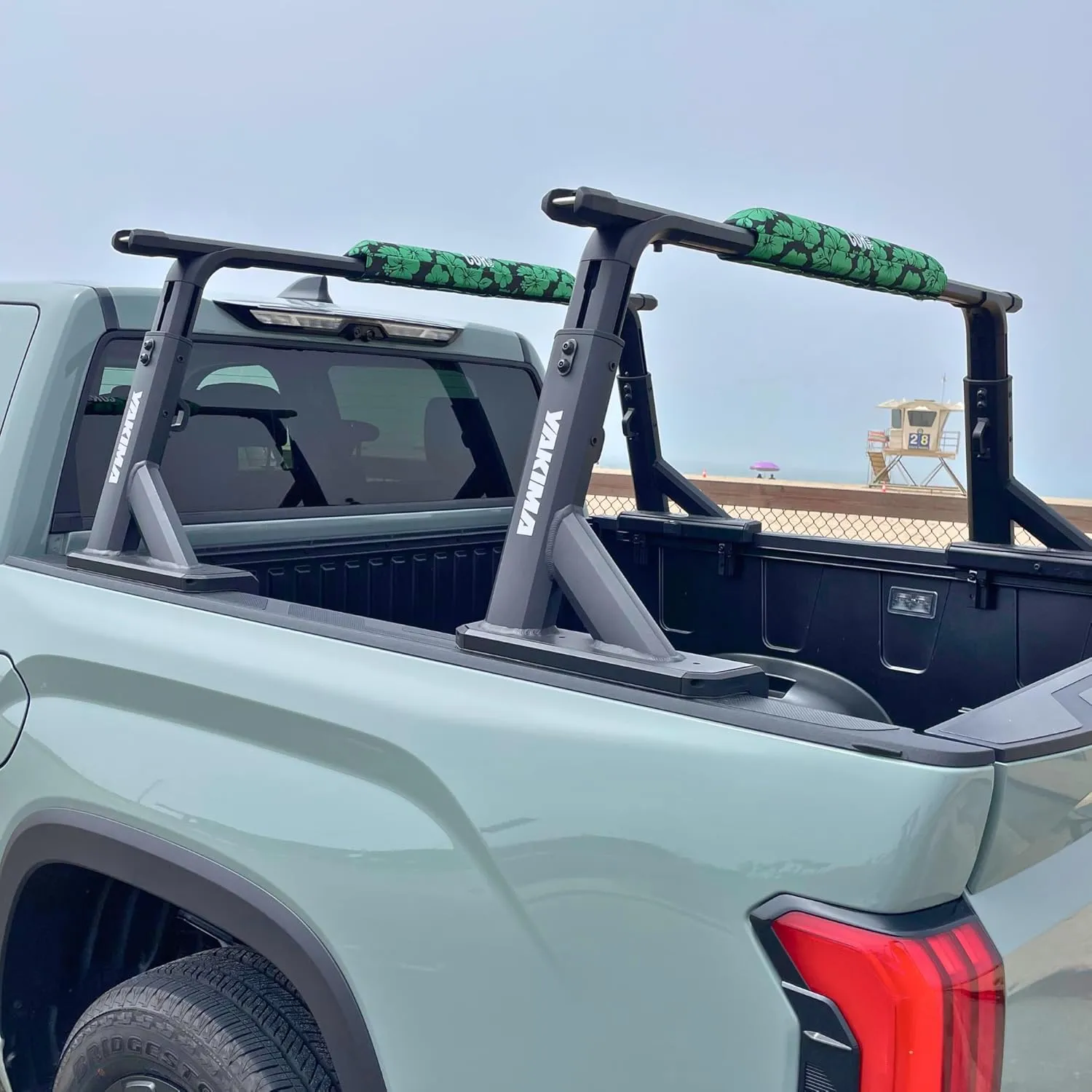Aero Car Roof Soft Rack Pad (Pair) for Surfboard, Kayak, Snowboard, Canoe, SUP and Paddleboard for Wide Aero Style Bars (Hawaiian Green, 28" Wide)