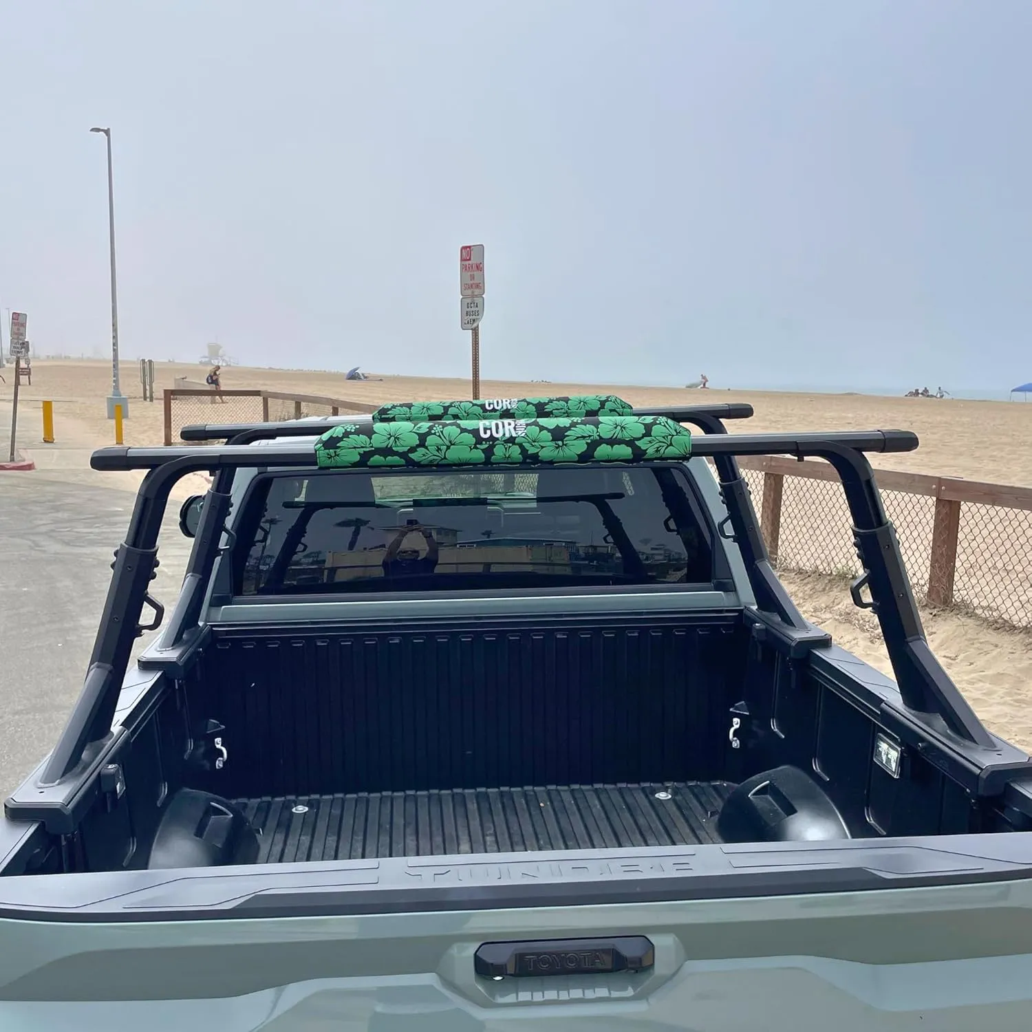 Aero Car Roof Soft Rack Pad (Pair) for Surfboard, Kayak, Snowboard, Canoe, SUP and Paddleboard for Wide Aero Style Bars (Hawaiian Green, 28" Wide)