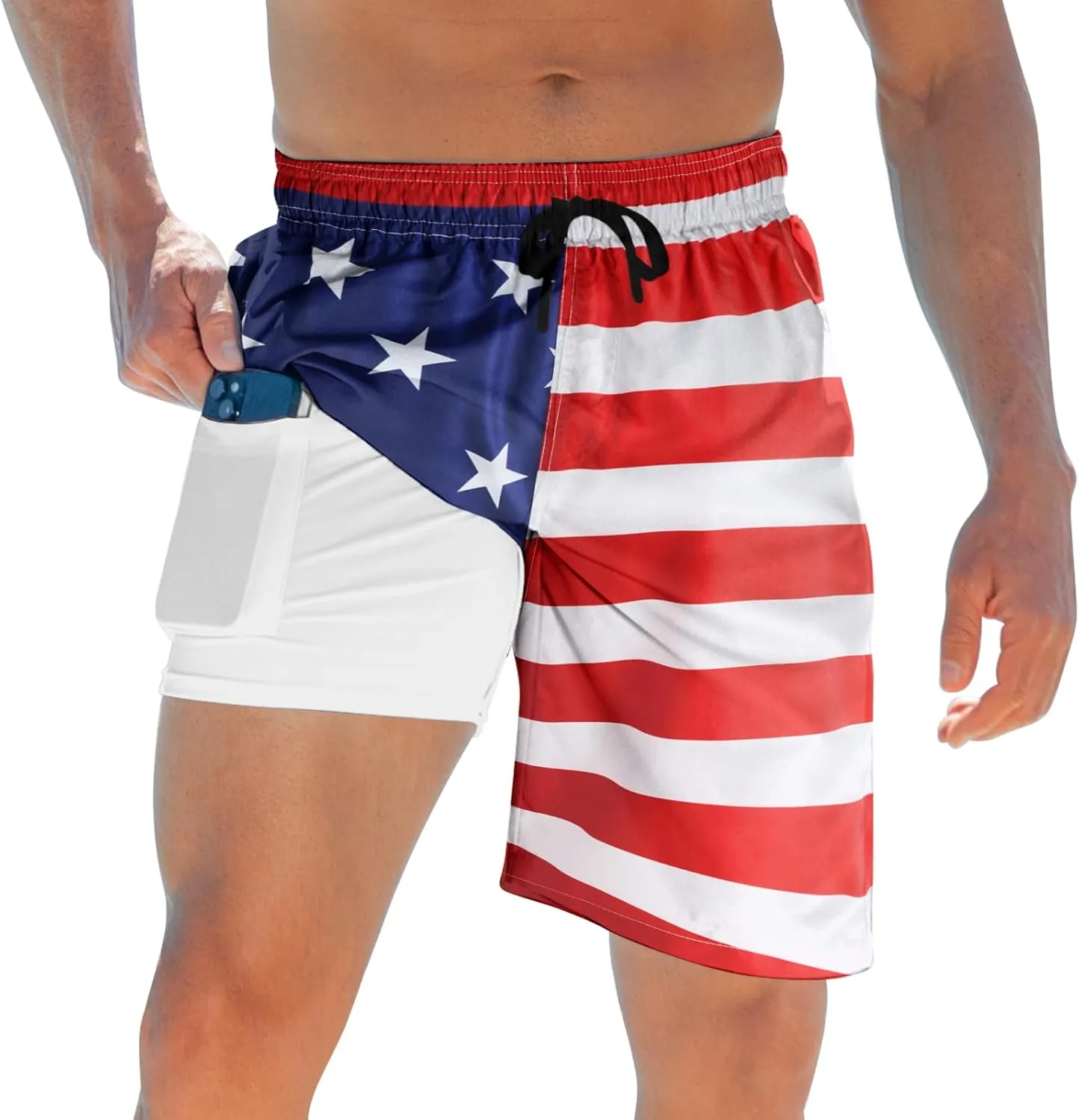 ALISISTER Mens Swim Trunks with Compression Liner Bathing Suit Summer Swimming Shorts