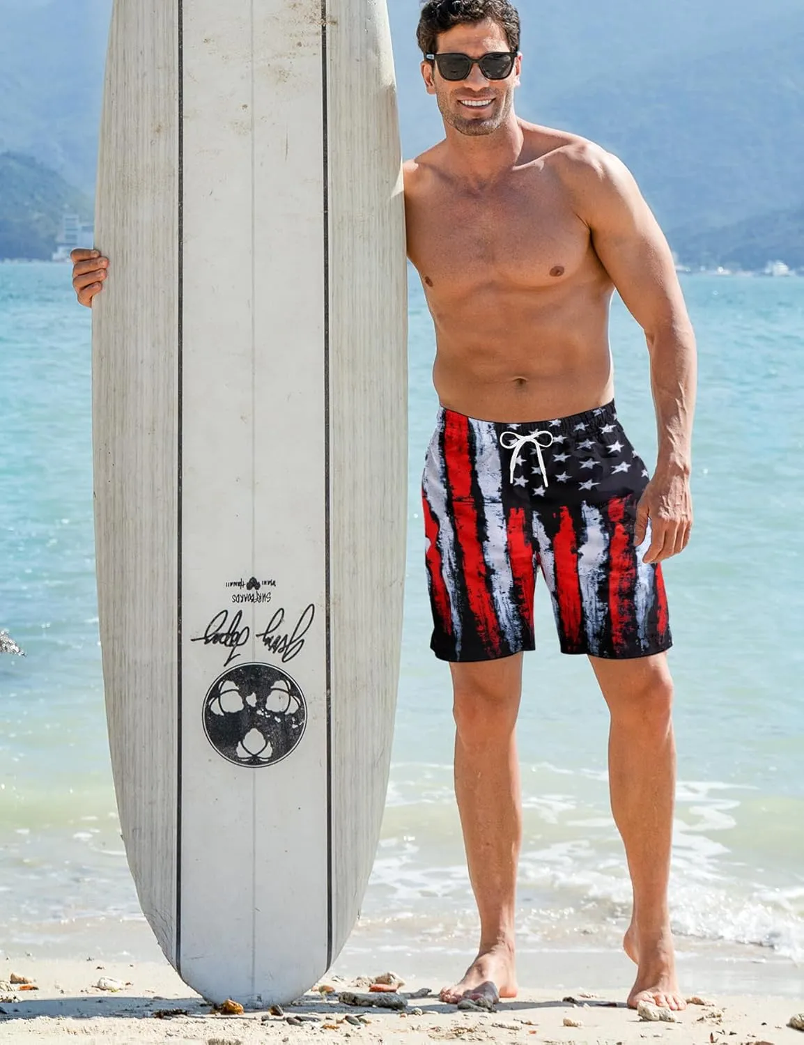ALISISTER Mens Swim Trunks with Compression Liner Bathing Suit Summer Swimming Shorts