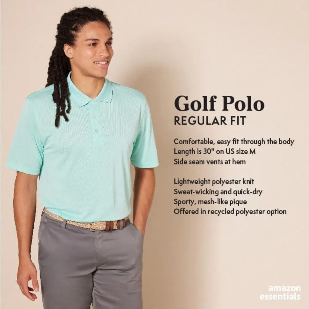 Amazon Essentials Men's Golf Polo Shirt, Moisture-Wicking Quick Dry, Short Sleeve