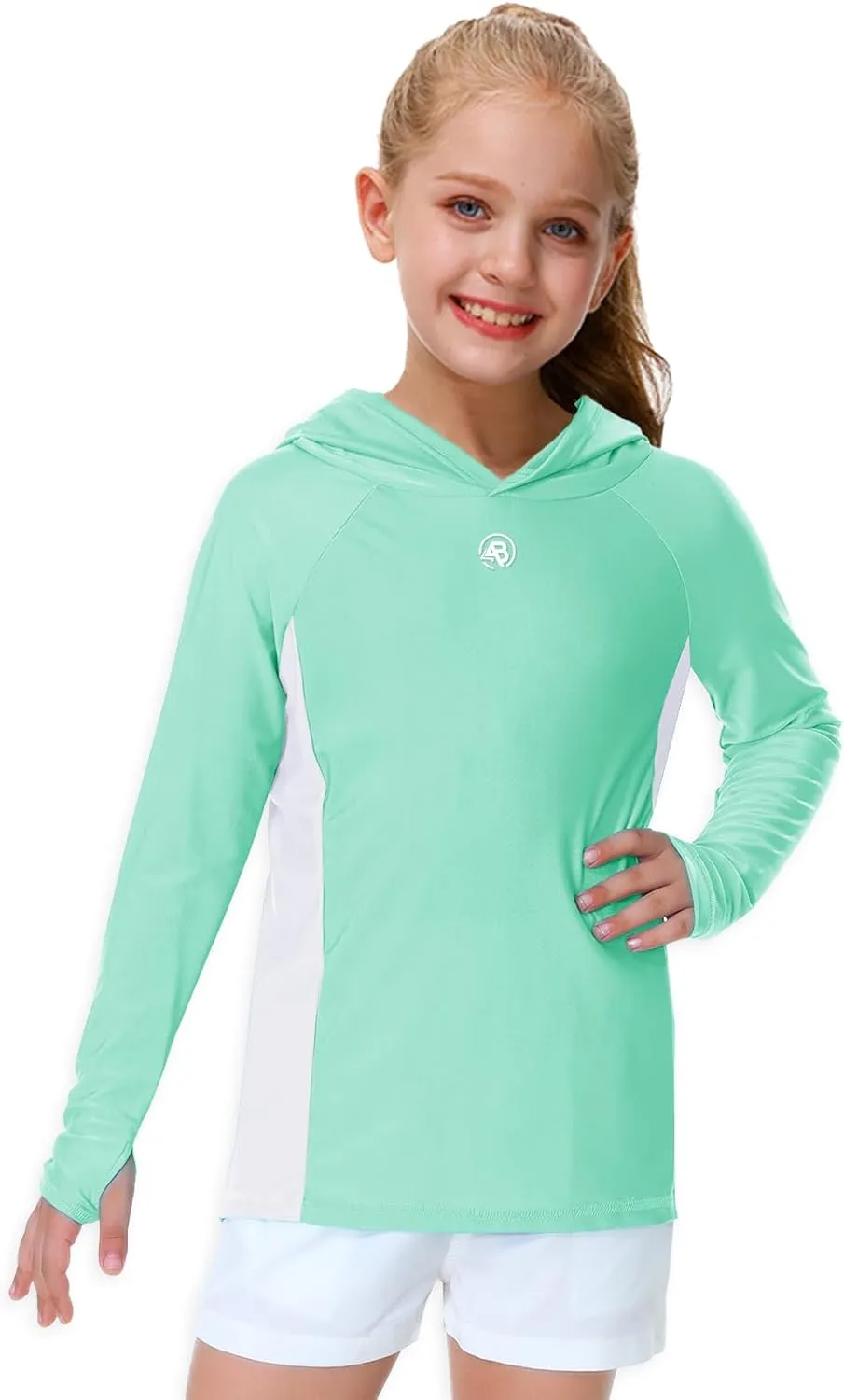AOBUTE Unisex Kids Long Sleeve Hoodie Rash Guard Boys UPF 50  Swim Top with Thumb Hole 3-12 Years