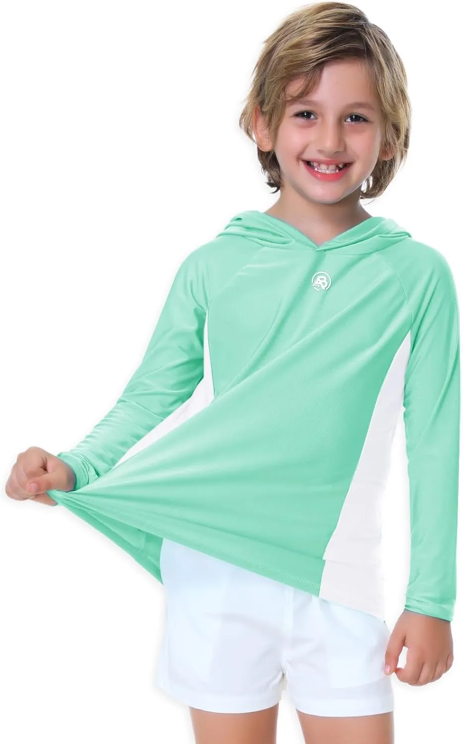 AOBUTE Unisex Kids Long Sleeve Hoodie Rash Guard Boys UPF 50  Swim Top with Thumb Hole 3-12 Years