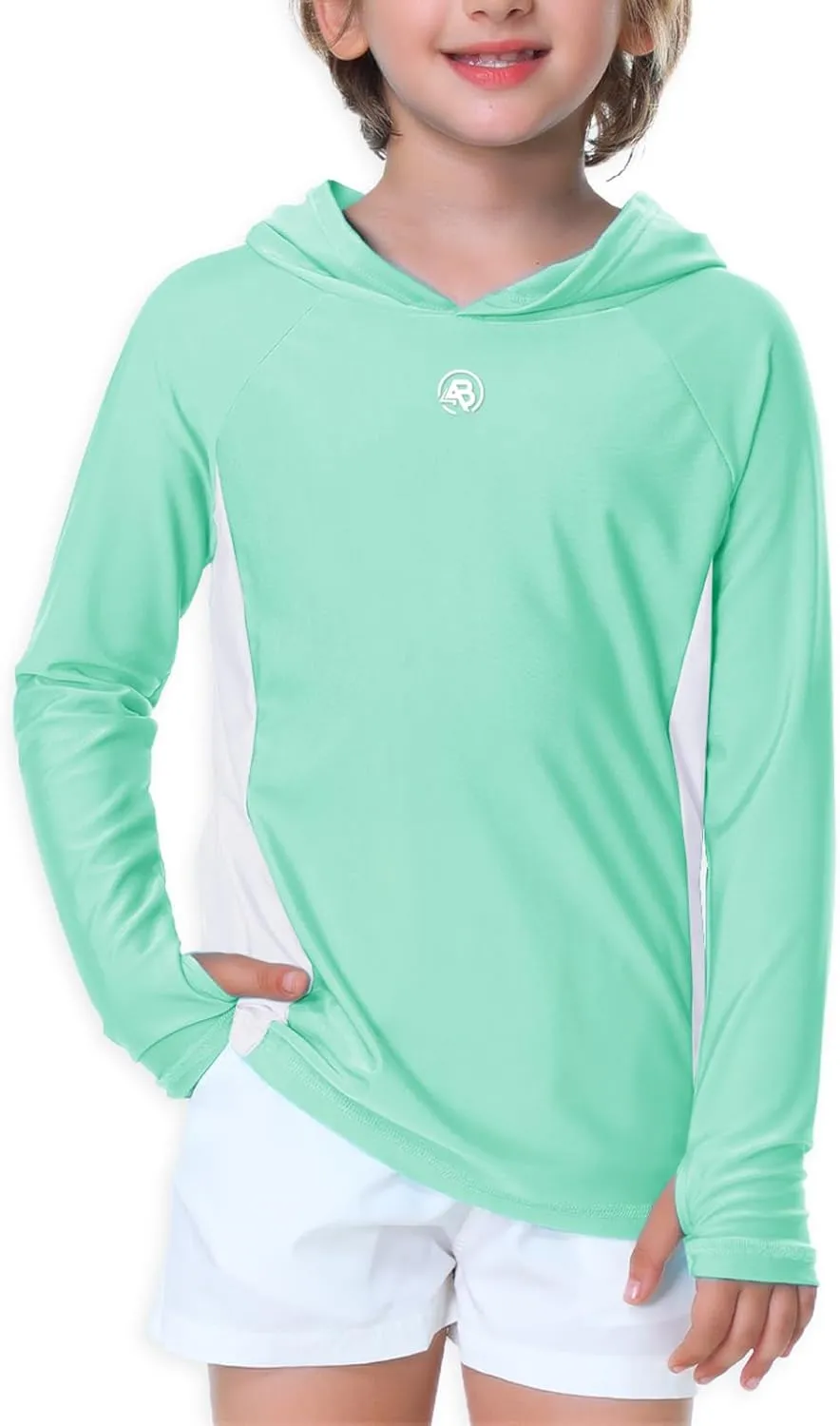 AOBUTE Unisex Kids Long Sleeve Hoodie Rash Guard Boys UPF 50  Swim Top with Thumb Hole 3-12 Years
