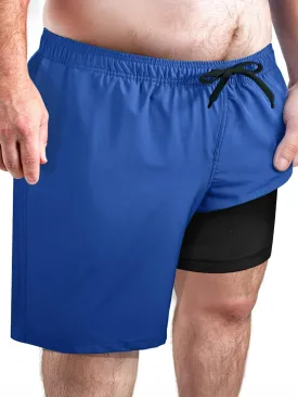 Arcweg Men's Big and Tall Swim Trunks Plus Size Swimsuit for Men with Compression Liner & Zipper Pocket
