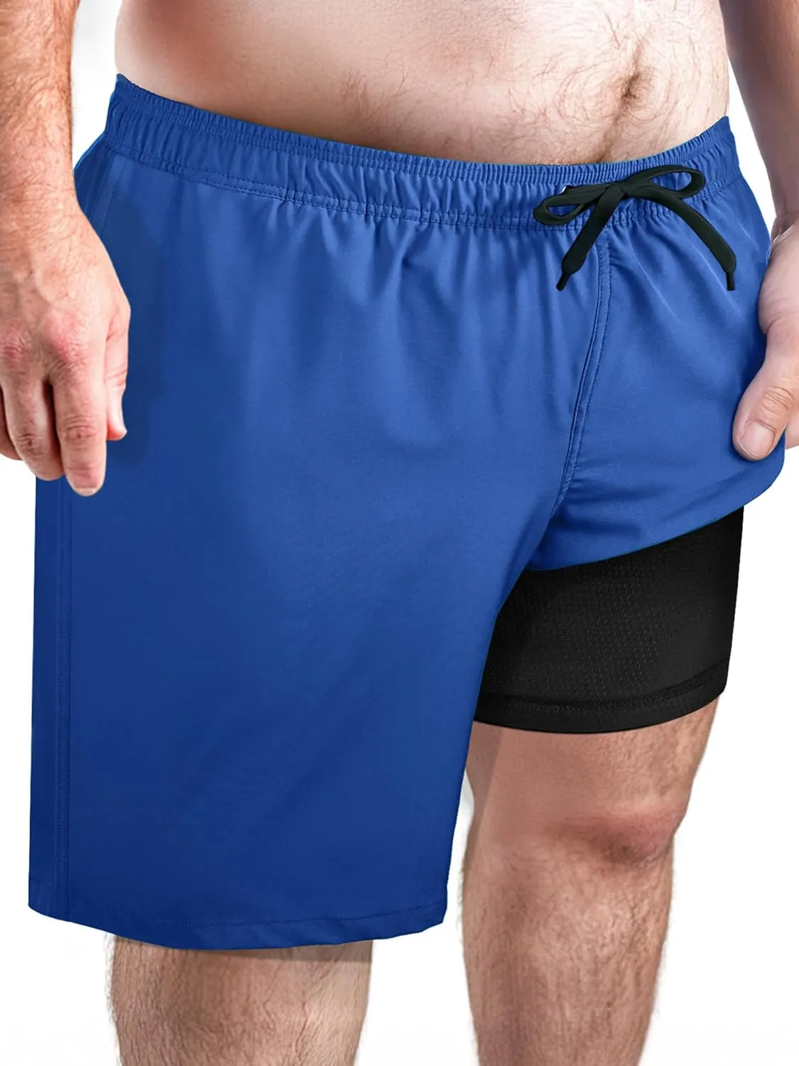 Arcweg Men's Big and Tall Swim Trunks Plus Size Swimsuit for Men with Compression Liner & Zipper Pocket