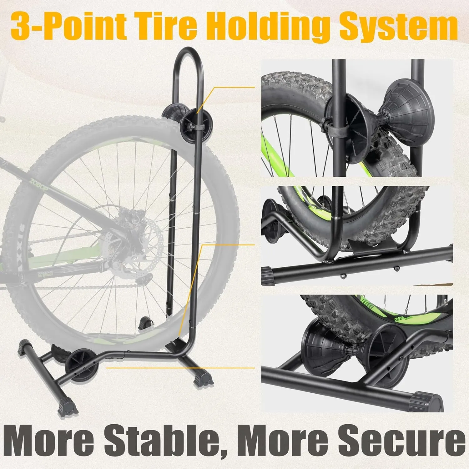 BikeHand Bike Floor Stand Parking Rack Stand - for 24"-29" Mountain MTB & Road Bikes Bicycles Indoor Outdoor Garage Storage - Fat Bike New Version for 3 Bikes