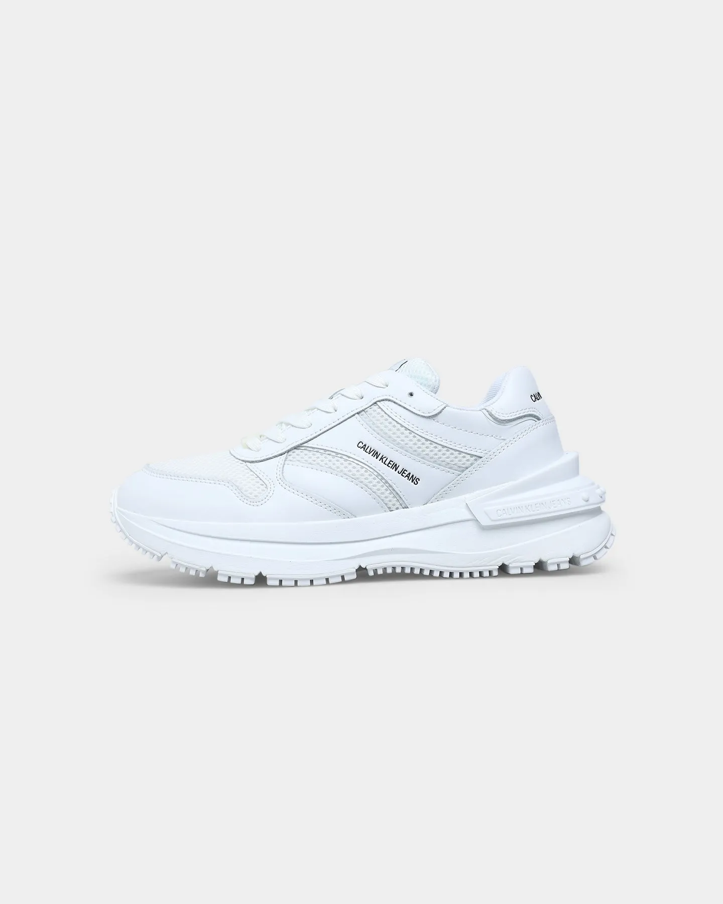 Calvin Klein Runner Lace Up Sneaker Snap Triple White