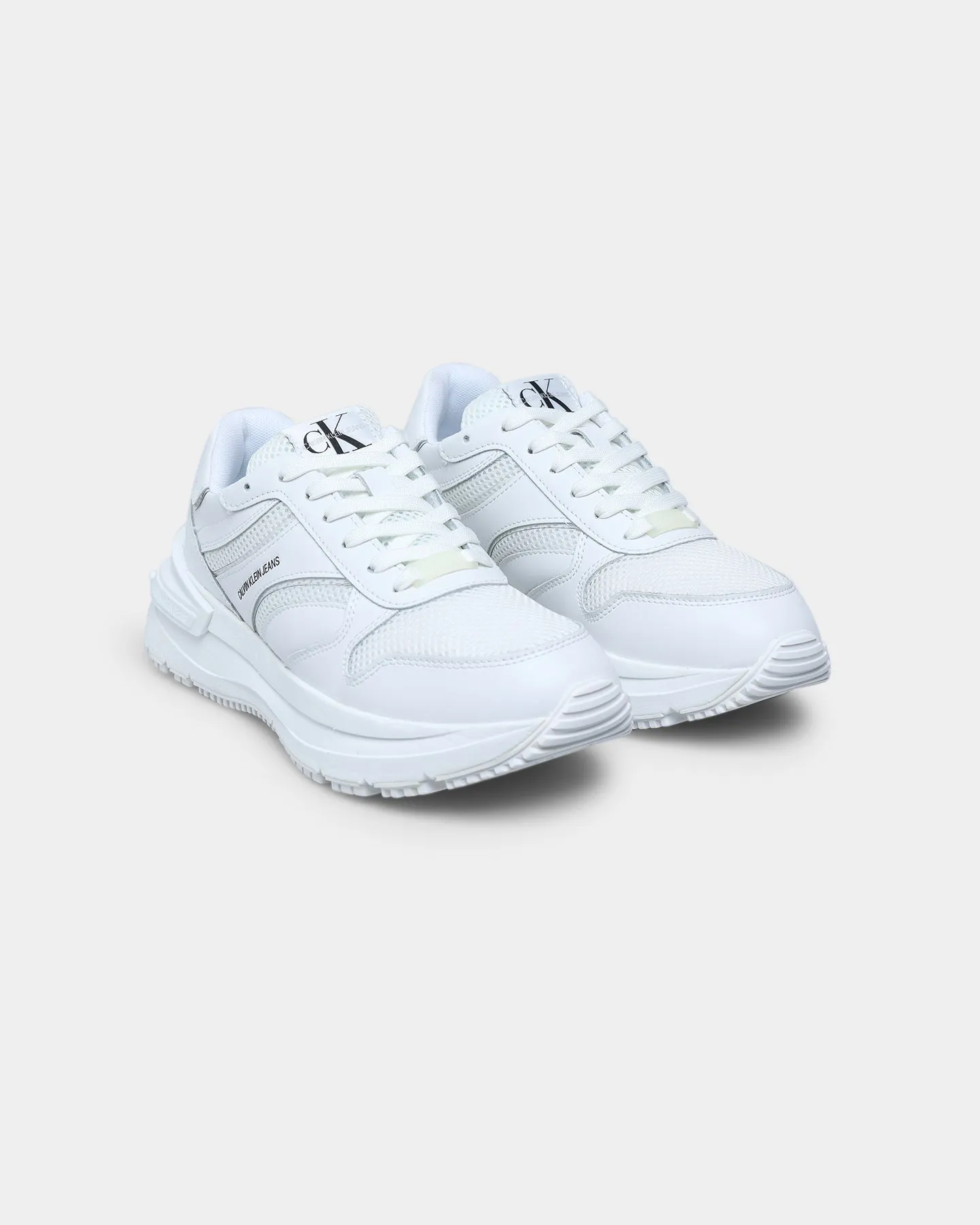 Calvin Klein Runner Lace Up Sneaker Snap Triple White