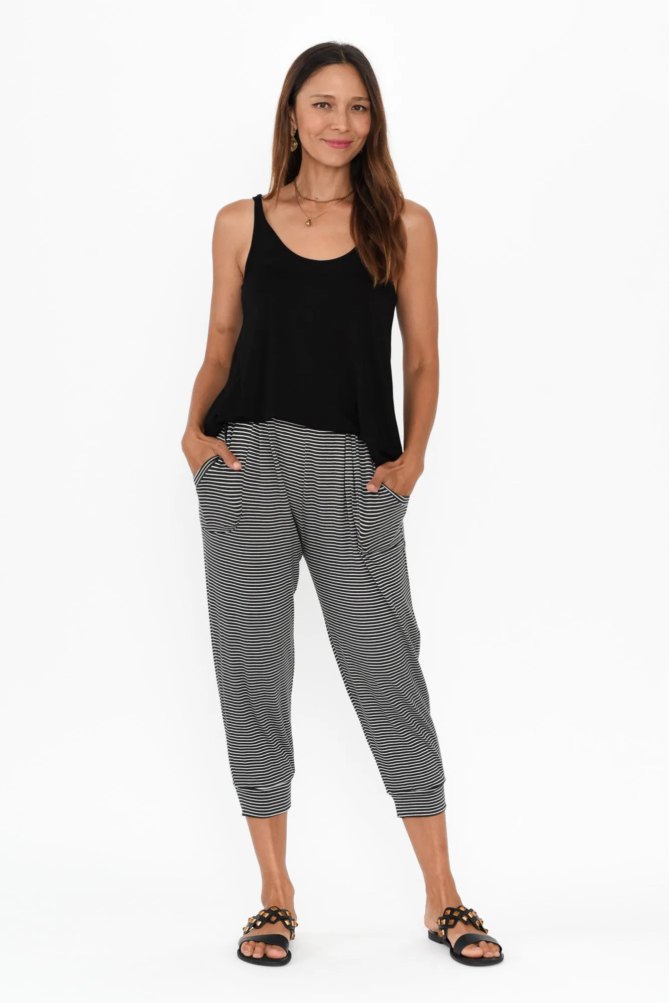 Charcoal Stripe Tokyo Slouch Pants