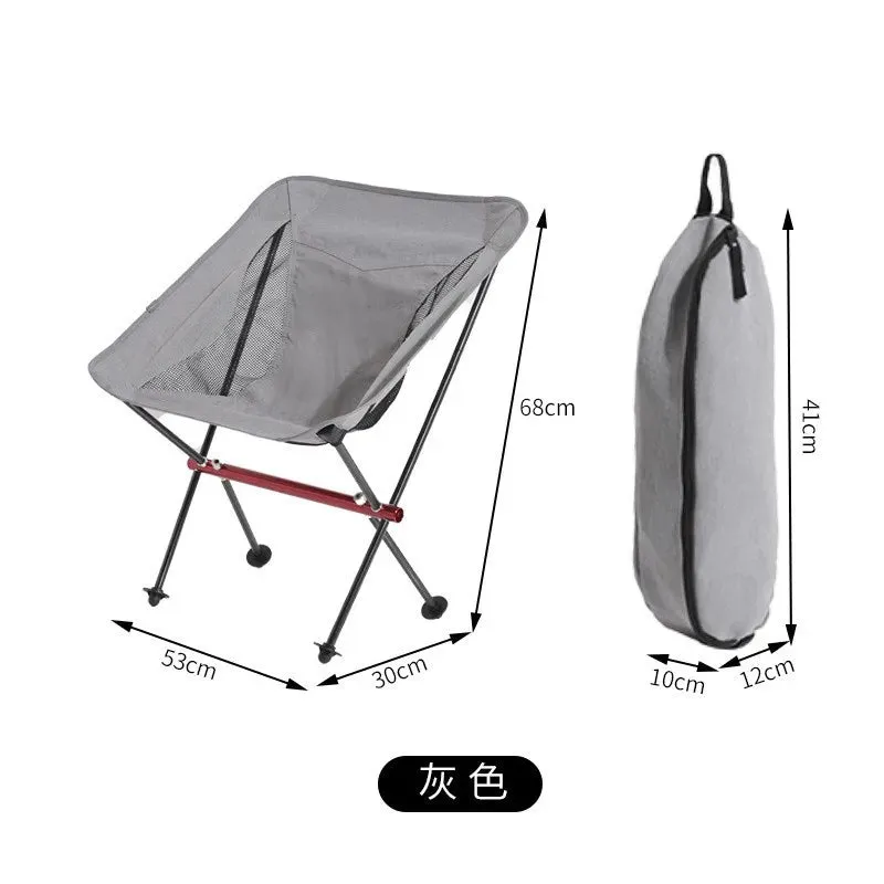 Collapsible Outdoor Moon Chair Barbecue Portable Folding Camping Chair Folding Stool  Aluminum Alloy Beach Chair Fishing Hunting
