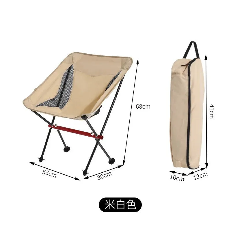 Collapsible Outdoor Moon Chair Barbecue Portable Folding Camping Chair Folding Stool  Aluminum Alloy Beach Chair Fishing Hunting