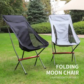 Collapsible Outdoor Moon Chair Barbecue Portable Folding Camping Chair Folding Stool  Aluminum Alloy Beach Chair Fishing Hunting