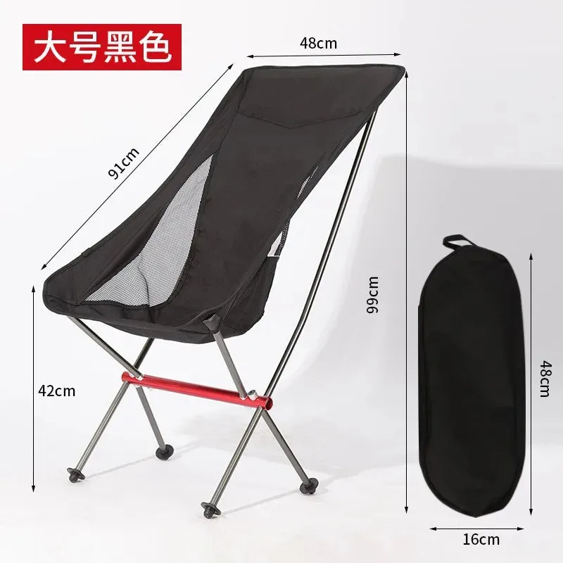 Collapsible Outdoor Moon Chair Barbecue Portable Folding Camping Chair Folding Stool  Aluminum Alloy Beach Chair Fishing Hunting