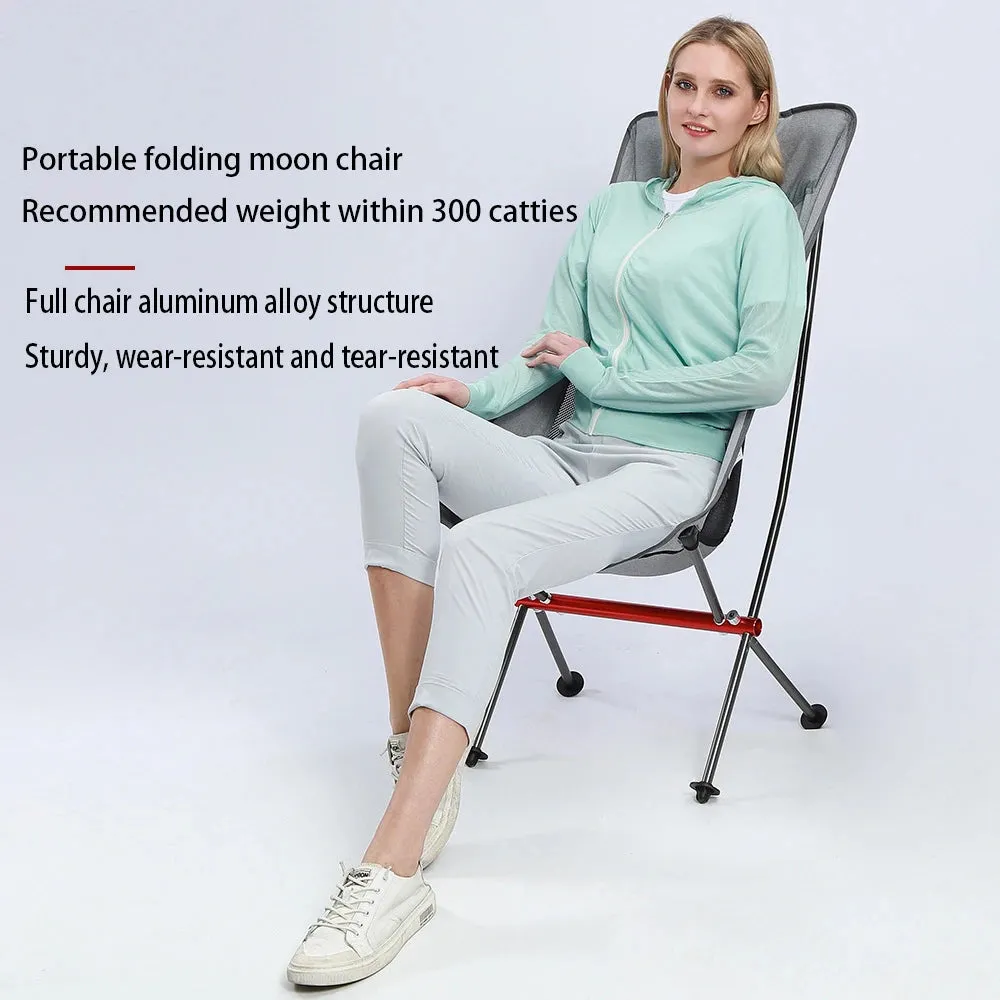 Collapsible Outdoor Moon Chair Barbecue Portable Folding Camping Chair Folding Stool  Aluminum Alloy Beach Chair Fishing Hunting