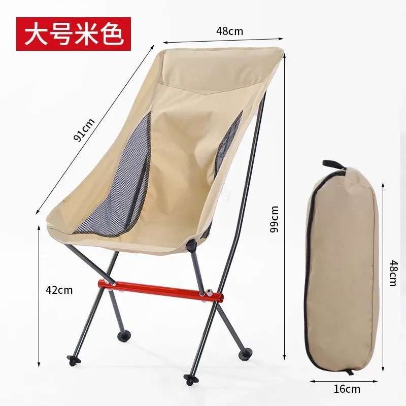 Collapsible Outdoor Moon Chair Barbecue Portable Folding Camping Chair Folding Stool  Aluminum Alloy Beach Chair Fishing Hunting