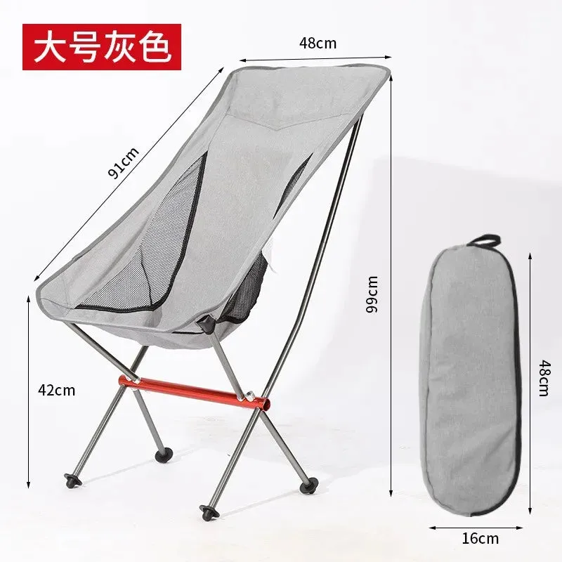 Collapsible Outdoor Moon Chair Barbecue Portable Folding Camping Chair Folding Stool  Aluminum Alloy Beach Chair Fishing Hunting