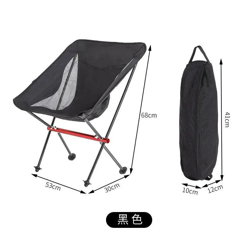 Collapsible Outdoor Moon Chair Barbecue Portable Folding Camping Chair Folding Stool  Aluminum Alloy Beach Chair Fishing Hunting