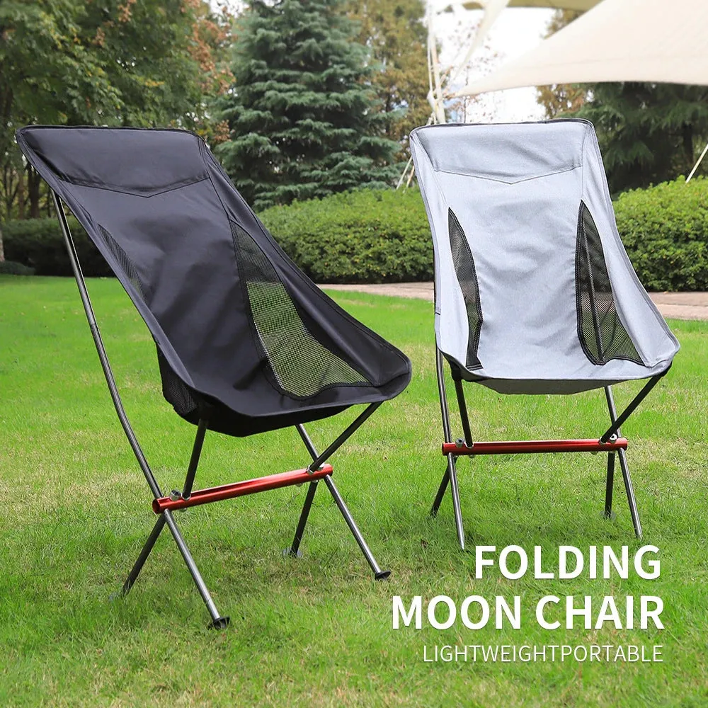 Collapsible Outdoor Moon Chair Barbecue Portable Folding Camping Chair Folding Stool  Aluminum Alloy Beach Chair Fishing Hunting
