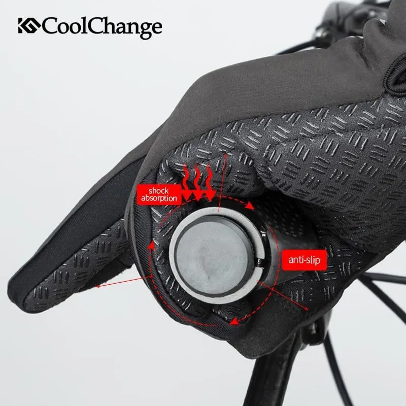 CoolChange Winter Cycling Thermal Windproof Full Finger Bike Gloves