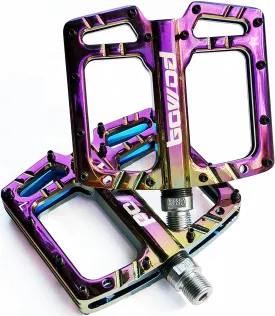 Extra Large MTB BMX Mountain Bike Pedals for Man Adult, Wide CNC Aluminum Flat Platform Clipless with 9/16" Cr-Mo Spindle and 3 Sealed Ball Bearings