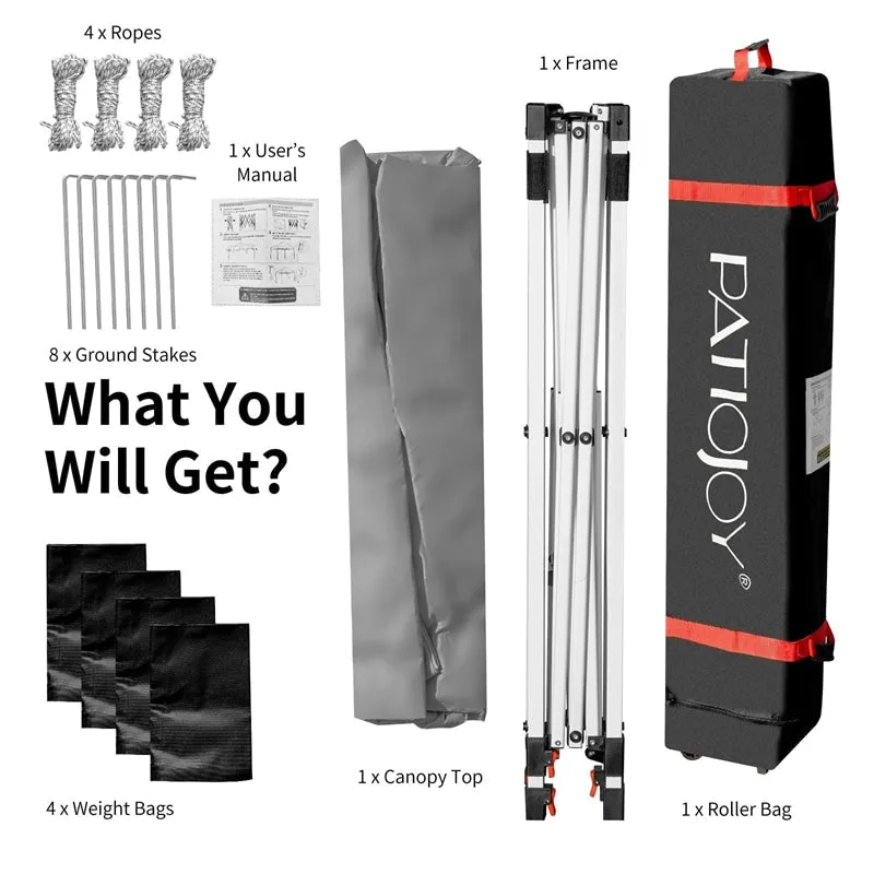 GrandShoppersHub  10' x 10' Outdoor Pop-up Canopy Tent Height Adjustable with Roller Bag
