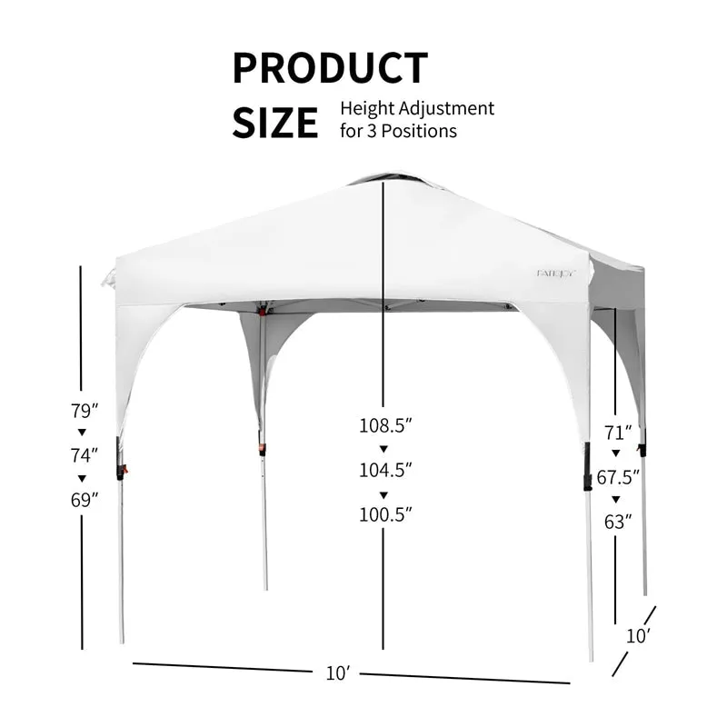 GrandShoppersHub  10' x 10' Outdoor Pop-up Canopy Tent Height Adjustable with Roller Bag