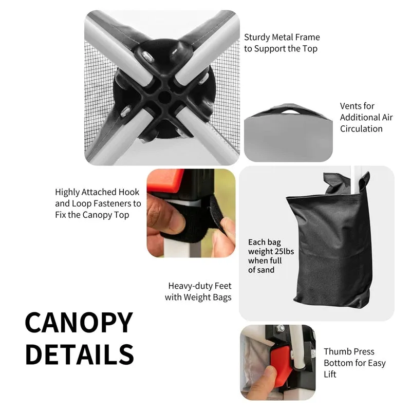 GrandShoppersHub  10' x 10' Outdoor Pop-up Canopy Tent Height Adjustable with Roller Bag