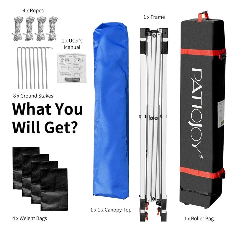 GrandShoppersHub  10' x 10' Outdoor Pop-up Canopy Tent Height Adjustable with Roller Bag