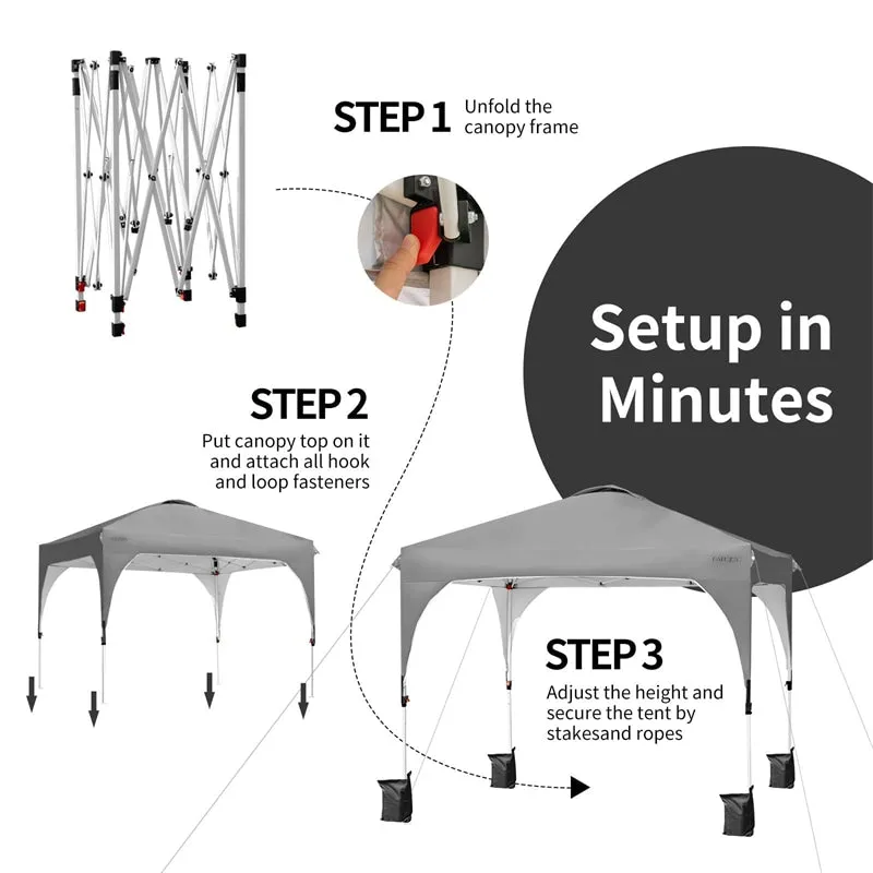 GrandShoppersHub  10' x 10' Outdoor Pop-up Canopy Tent Height Adjustable with Roller Bag