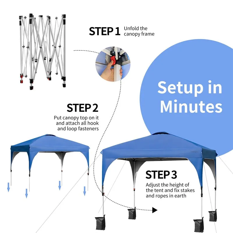 GrandShoppersHub  10' x 10' Outdoor Pop-up Canopy Tent Height Adjustable with Roller Bag
