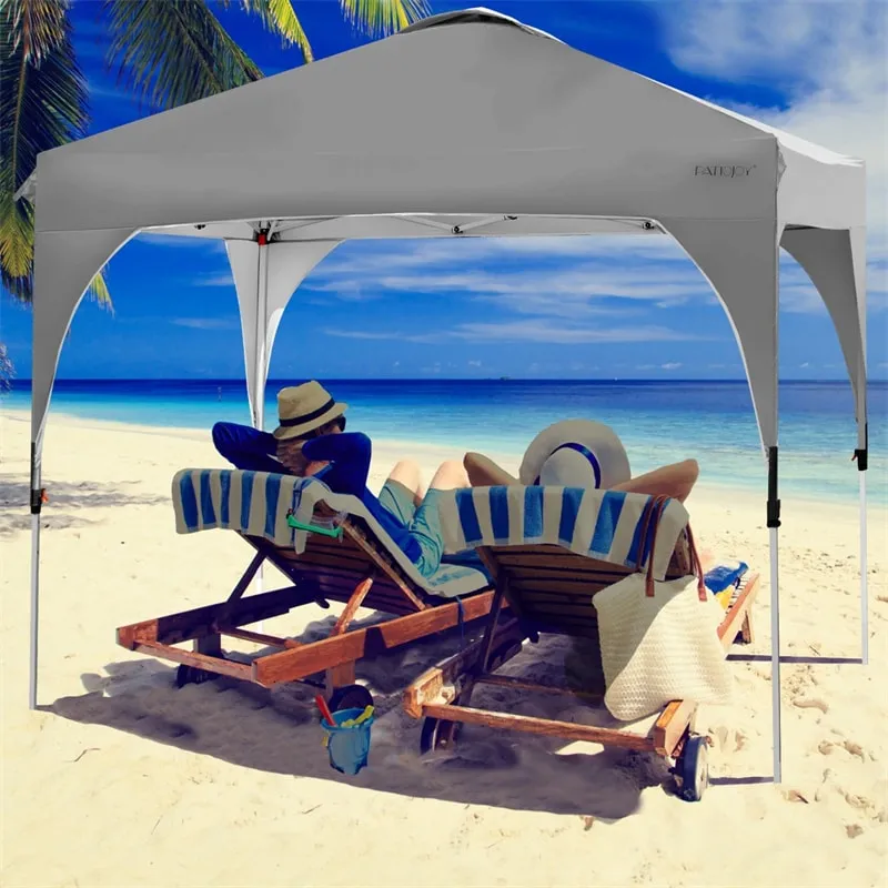 GrandShoppersHub  10' x 10' Outdoor Pop-up Canopy Tent Height Adjustable with Roller Bag