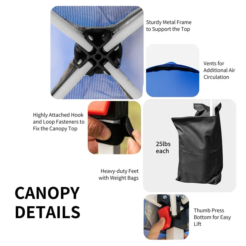 GrandShoppersHub  10' x 10' Outdoor Pop-up Canopy Tent Height Adjustable with Roller Bag