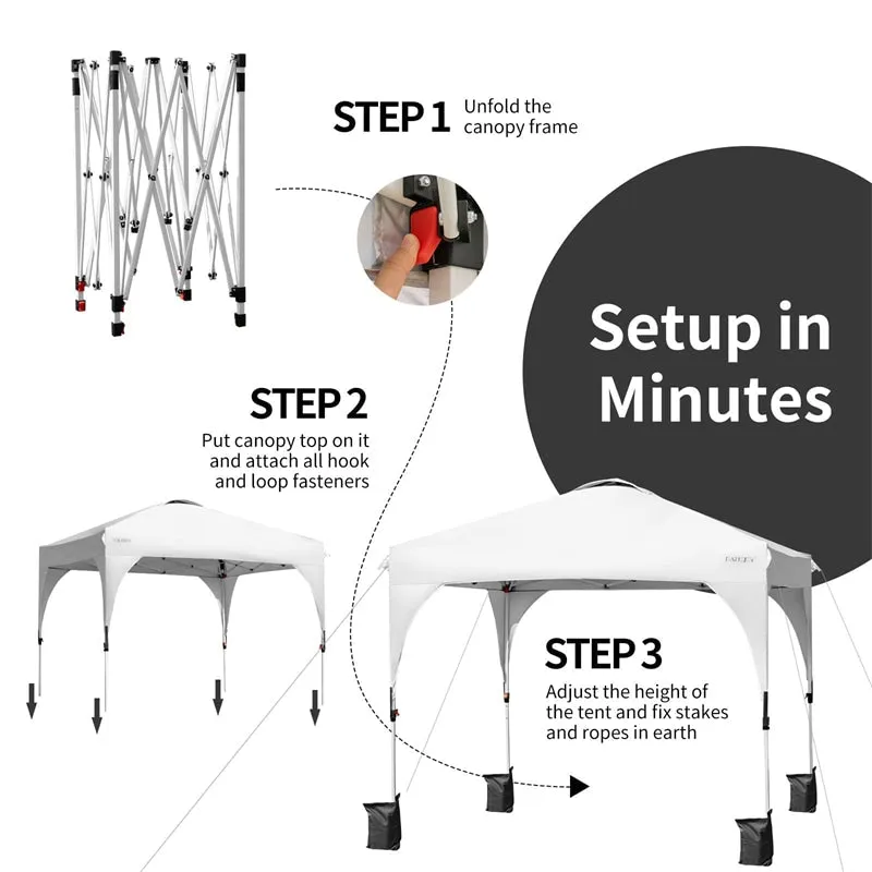 GrandShoppersHub  10' x 10' Outdoor Pop-up Canopy Tent Height Adjustable with Roller Bag