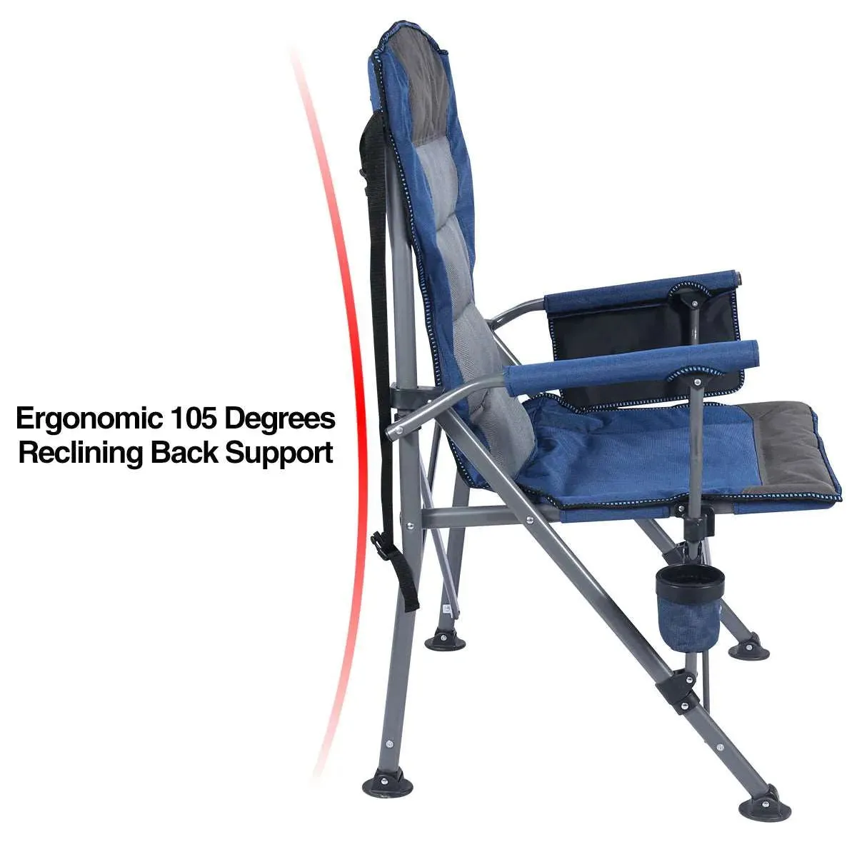 Heavy Duty Folding Camping Chair with High Back & Cup Holder