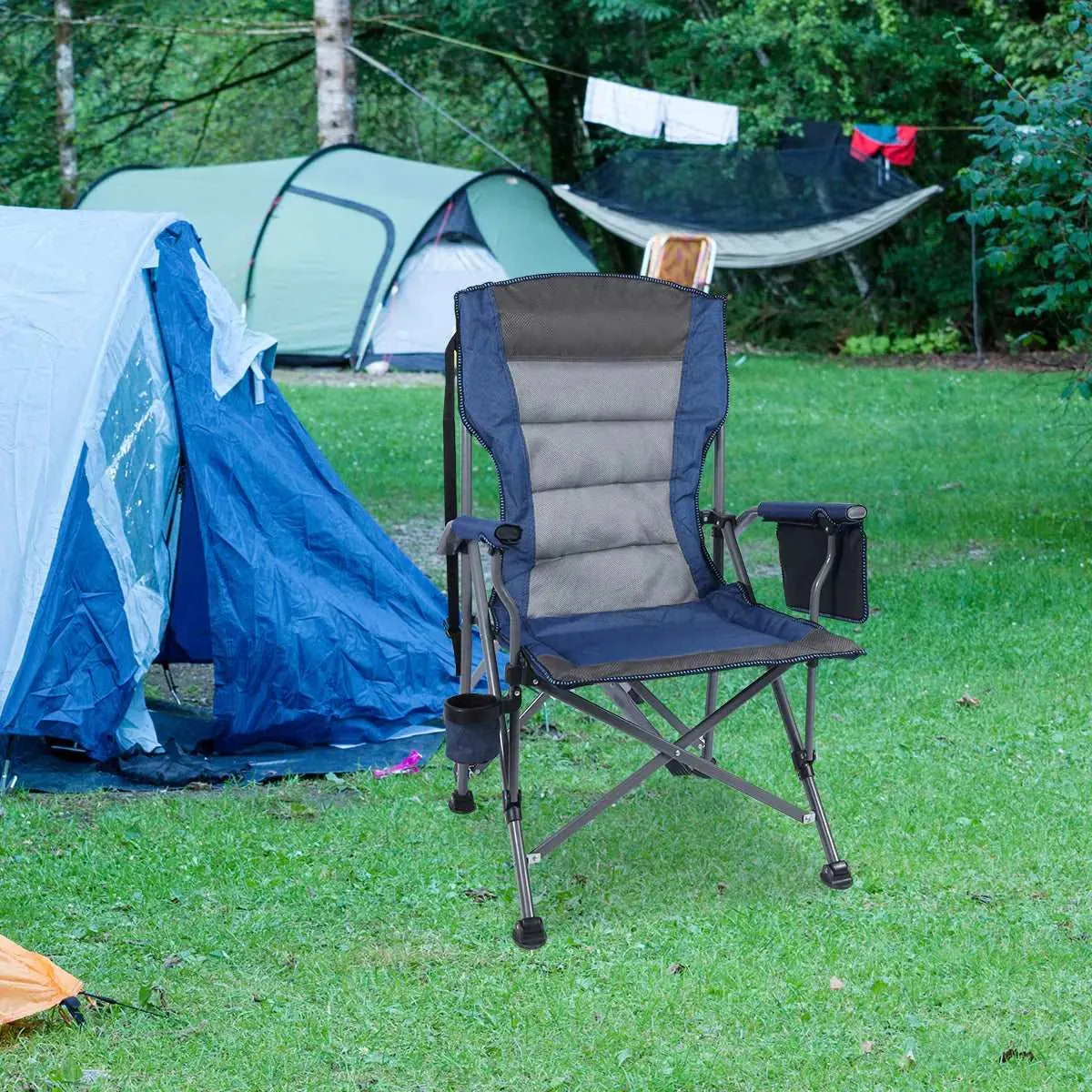 Heavy Duty Folding Camping Chair with High Back & Cup Holder
