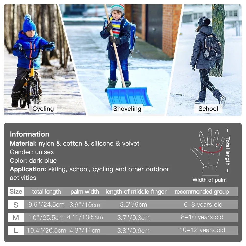 Kids Waterproof Windproof Thermal Fleece Anti Slip Mittens with Grip for Skiing Sledding Cycling & Snowboarding ZB128