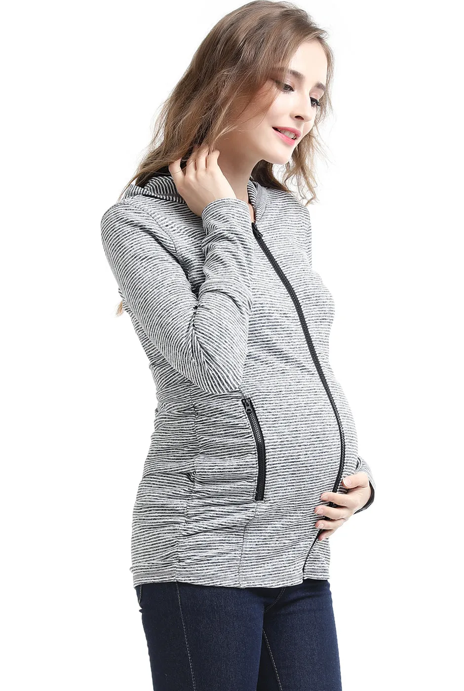 Kimi   Kai Maternity "Haven" Hooded Performance Yoga Jacket