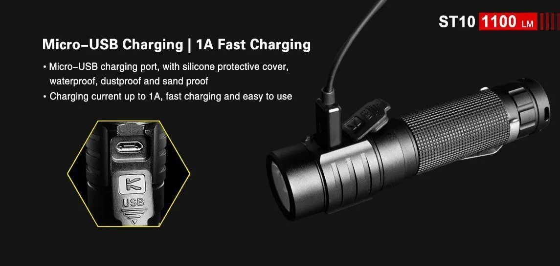 Klarus - 1100 Lumens USB Rechargeable Compact LED Outdoor Flashlight - (ST10)