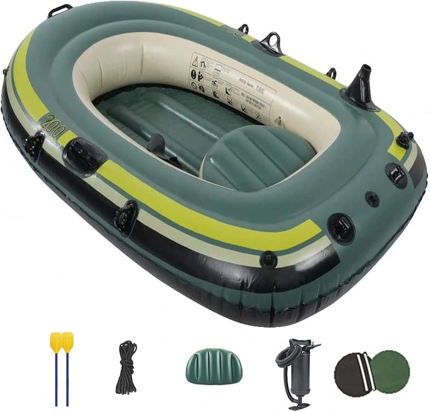 Large Boat Raft, Inflatable Dinghy Rowing Boats for Adults Rubber Dingy Bat-Inflatable Kayak Canoe Fishing with -Double Valve