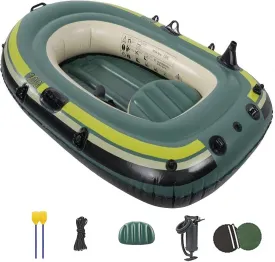 Large Boat Raft, Inflatable Dinghy Rowing Boats for Adults Rubber Dingy Bat-Inflatable Kayak Canoe Fishing with -Double Valve