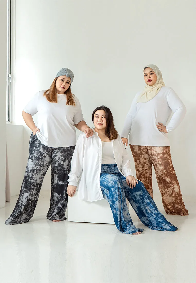 Louvenia Dye Print Ribbed Soft Pants - Brown