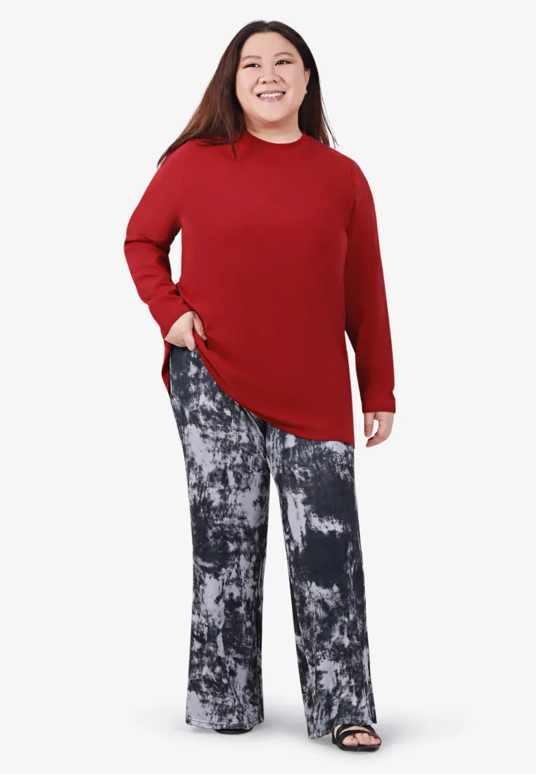Louvenia Dye Print Ribbed Soft Pants - Brown