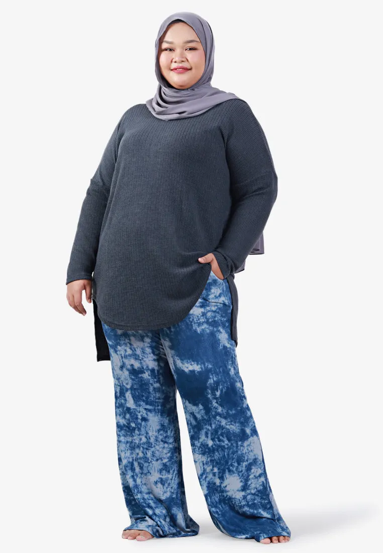 Louvenia Dye Print Ribbed Soft Pants - Brown