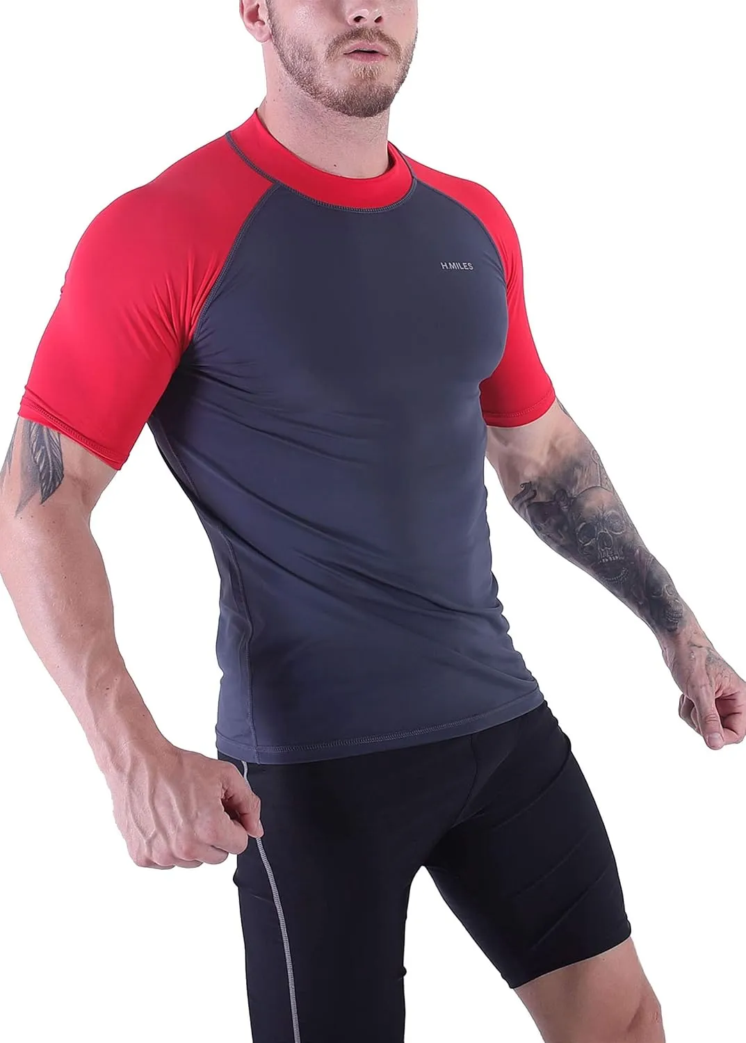Men's Diving Rash Guard Swim Shirt Loose Fit Athletic Undershirt Quick Dry Surfing Tops UPF 50 