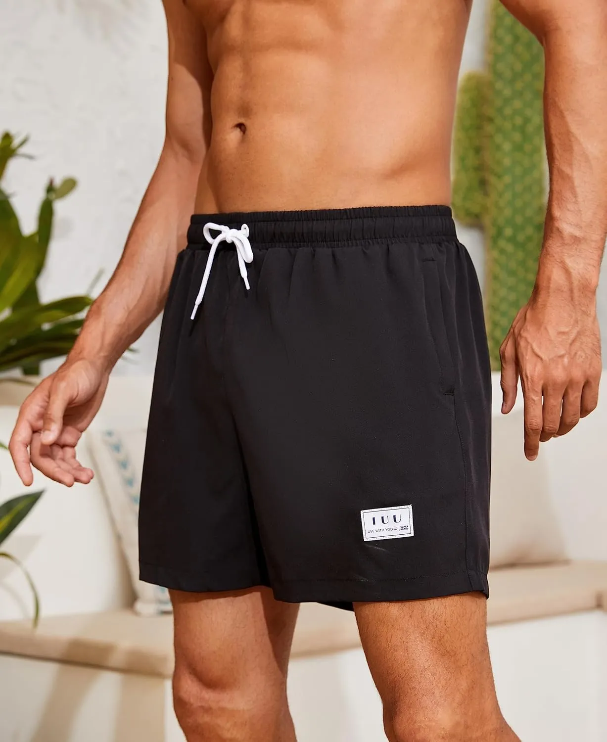Mens Swim Trunks with Compression Liner Quick Dry Board Shorts 3.5'' Bathing Suits with Zipper Pockets