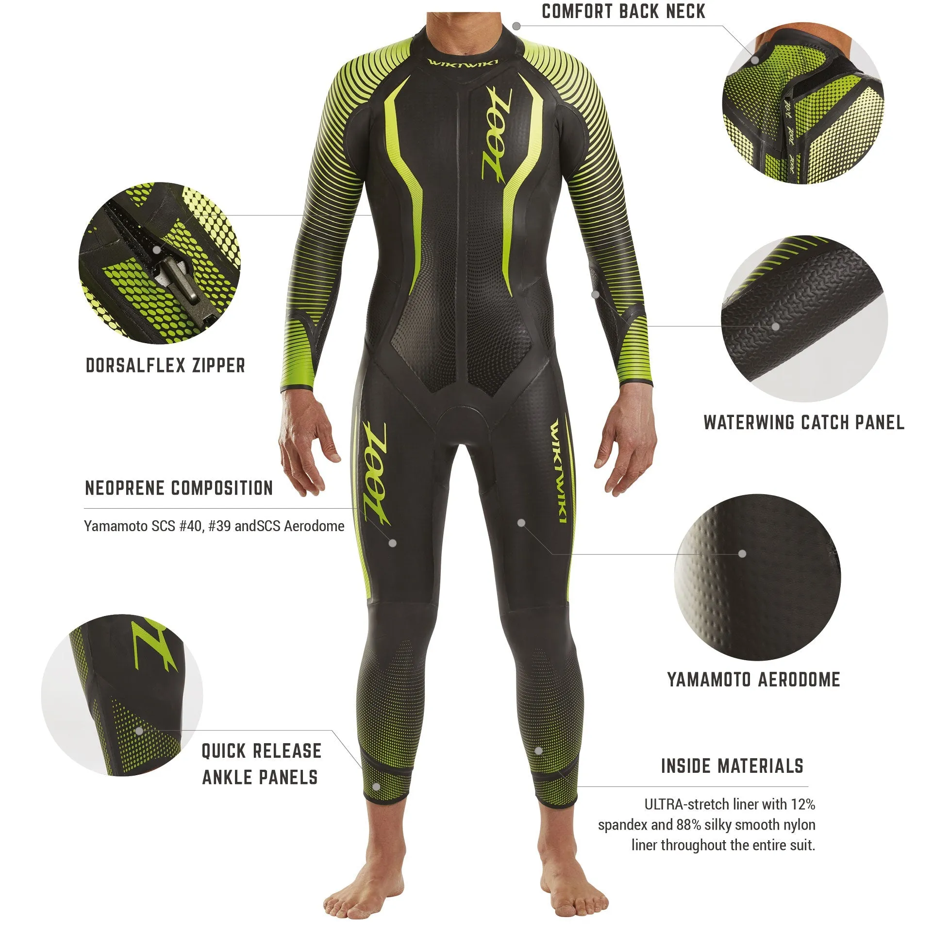Mens Wikiwiki 2.0 Wetsuit - Yellow/Volt